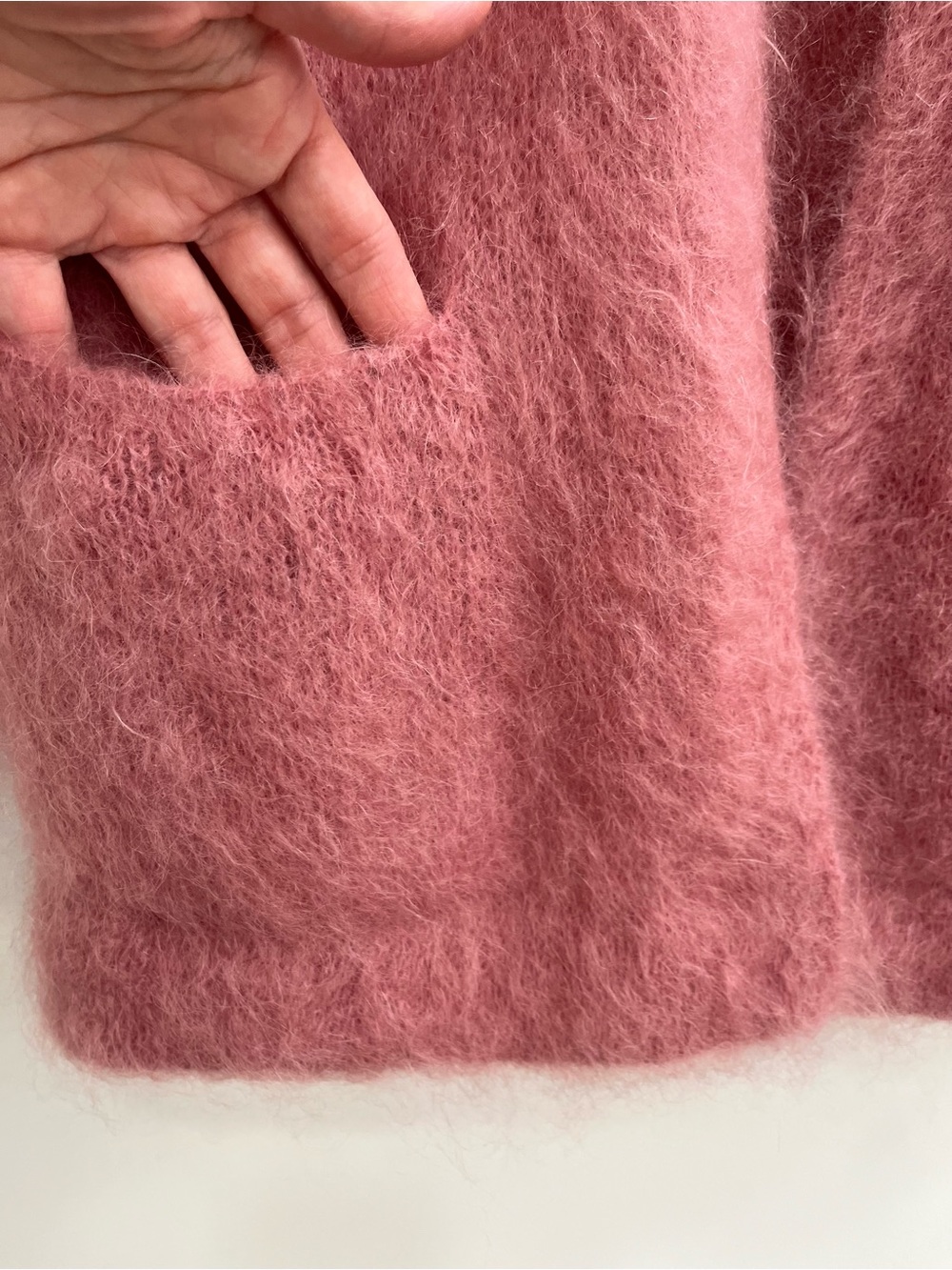 Anthropologie Ottod'ame Mohair Cardigan Sweater Pink Open Front Balloon Sleeves - Picture 4 of 9